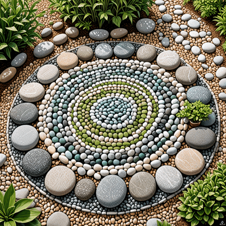 calmer angoisses mandala zen en cercle avec des cailloux