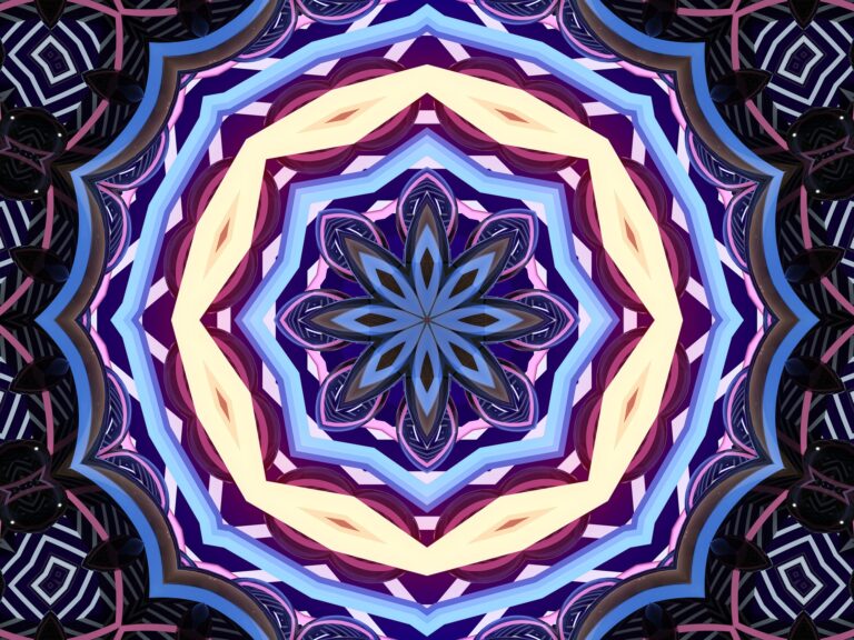 mandala diverses couleurs beige, bleu et mauve