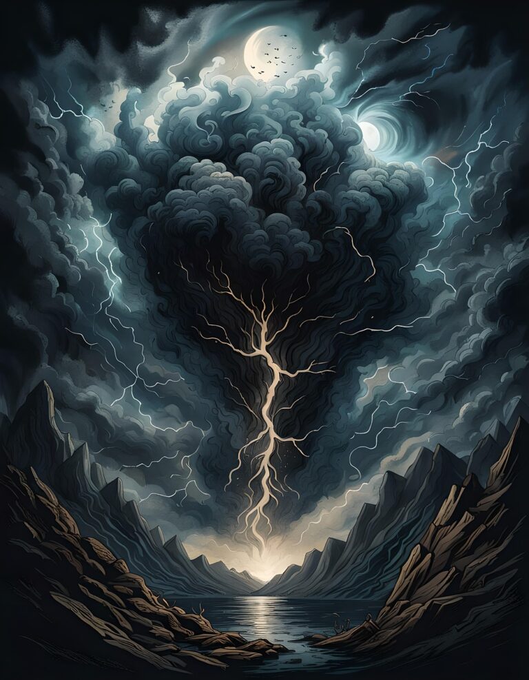 foudre et orage avec nuages sombre, magnétisme émotionnel